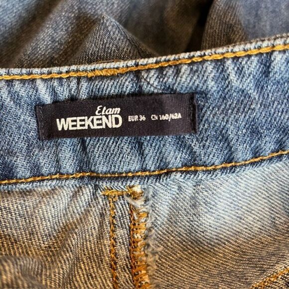 Etam WEEKEND Pearl Rhinestone Embellished Distressed Relaxed Jeans Size 29 - Picture 8 of 10